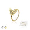 12PCS OF CZ PRONG GEM PAVED BUTTERFLY 316L SURGICAL STEEL O-RING NOSE HOOP BOX